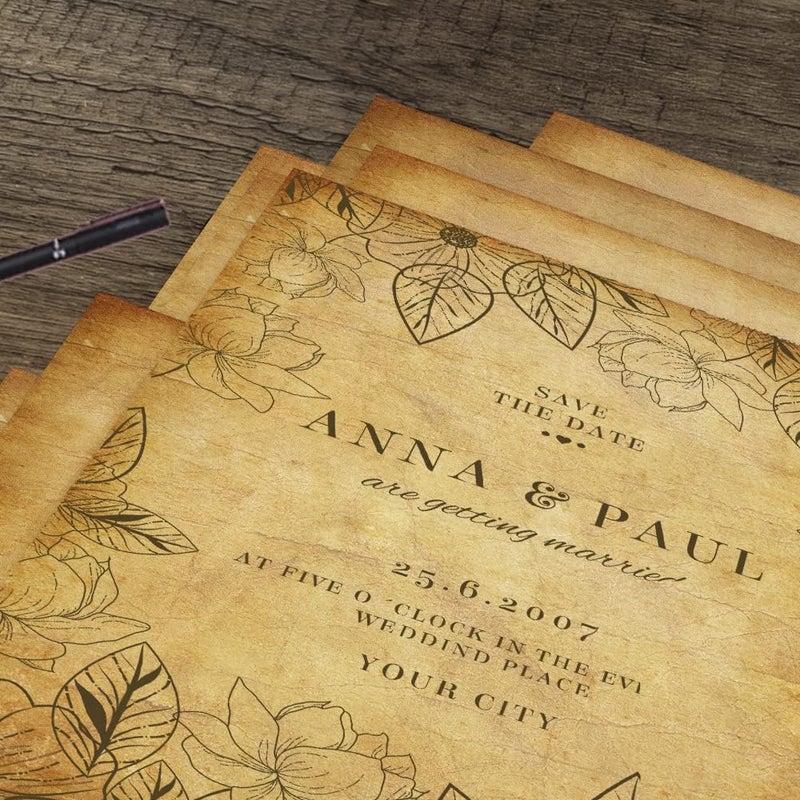 Kidepoch 60 Pack Antique Stationery Paper - Old Fashion Aged Classic Vintage Assorted Design – Double-side Parchment Paper - Perfect for Certificate, Crafting, Invitations & other Art Projects - 8.5x11 Inches - Image 5